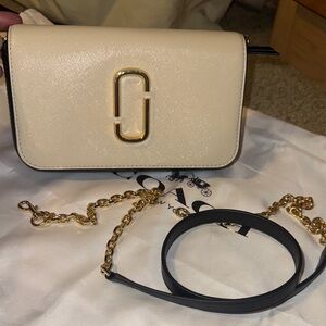 Marc Jacobs Cream Crossbody Bag with Gold Accents